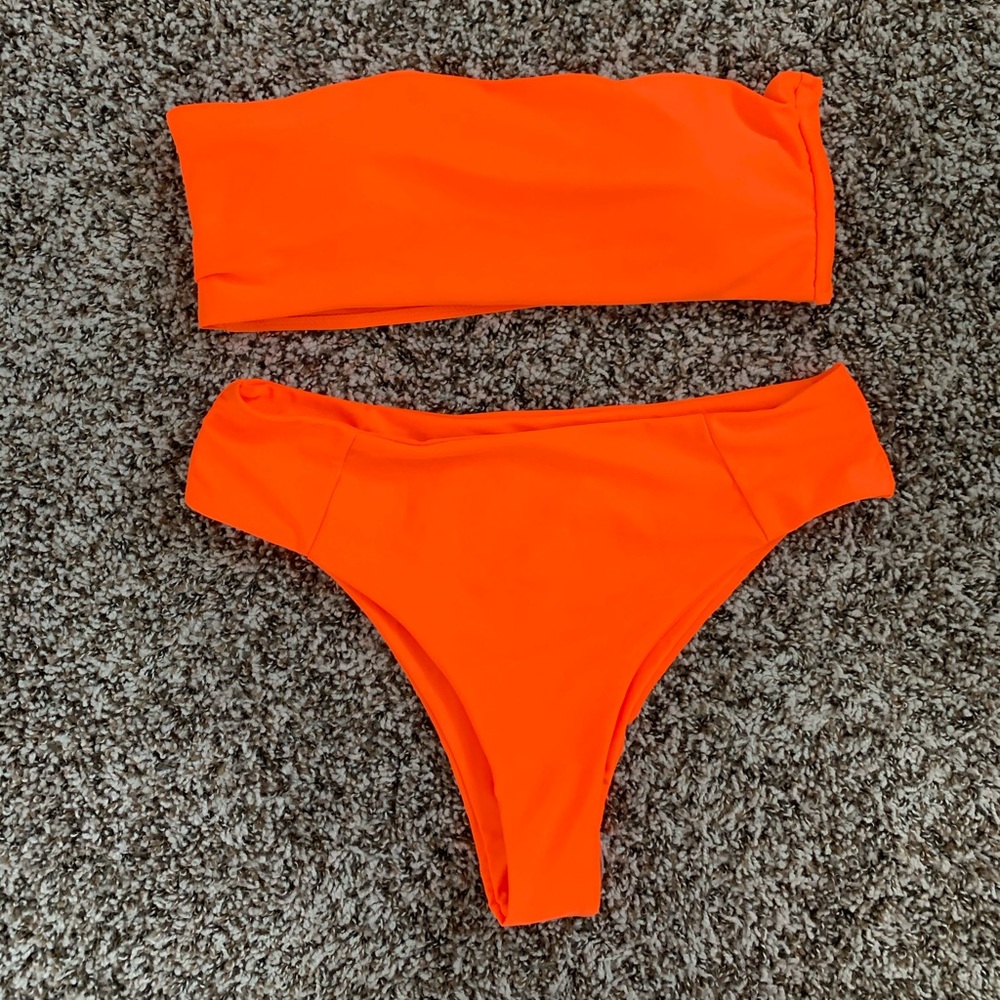 Neon Orange SHEIN Bikini Set